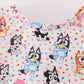 Pink character birthday print girl bloomer set