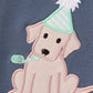Navy puppy birthday applique boy set