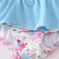 Blue floral embroidery one-piece swimsuit