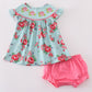 Rosebud bliss print smocked girl bloomer set