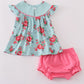 Rosebud bliss print smocked girl bloomer set