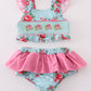 Rosebud bliss print smocked girl 2pc swimsuit