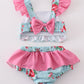 Rosebud bliss print smocked girl 2pc swimsuit