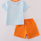 Blue stripe go fishing applique set