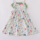 Green garden rose dress
