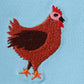 Blue farm chicken embroidery set