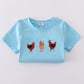 Blue farm chicken embroidery set