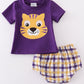 Purple gold LSU applique bloomer set