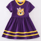Purple gold LSU applique dress