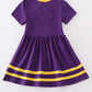 Purple gold LSU applique dress