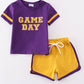 Purple gold LSU GAME DAY glitter shorts set