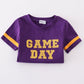 Purple gold LSU GAME DAY glitter shorts set