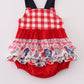Red floral gingham ruffle bubble