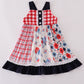 Red floral gingham ruffle dress