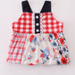 Red floral gingham ruffle dress