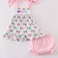 Pink bow embroidery print bloomer set