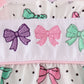 Pink bow embroidery print bloomer set