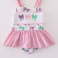 Pink bow embroidery one-piece swimsuit (UPF50+)