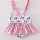 Pink bow embroidery one-piece swimsuit (UPF50+)