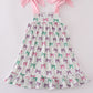 Pink bow embroidery ruffle dress