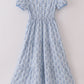 Blue toile garden bow mom tiered dress