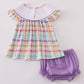 Purple sailboats embroidery bloomer set
