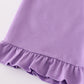 Purple sailboats embroidery ruffle shorts set