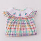 Purple sailboats embroidery ruffle shorts set