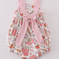 Pink baseball print gingham bubble
