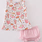 Pink baseball print gingham bloomer set