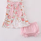Pink baseball print gingham bloomer set