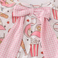 Pink baseball print gingham bloomer set