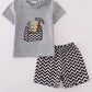 Gray tool box applique shorts set