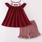 Mississippi MSU embroidery smocked gingham ruffle set