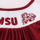 Mississippi MSU embroidery smocked gingham ruffle set