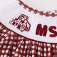 Mississippi MSU embroidery smocked gingham dress