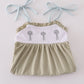 Green farm windmill embroidery ruffle bubble