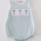 Green farm windmill embroidery gingham bubble