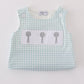 Green farm windmill embroidery gingham bubble