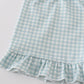 Green farm windmill embroidery ruffle shorts set