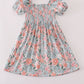 Green garden bloom smocked mom&me dress