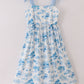 Blue farm print mom dress