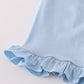 Blue floral print ruffle shorts set
