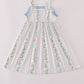 Blue floral print ruffle dress