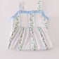 Blue floral print ruffle dress