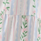 Blue floral print smocked women dress