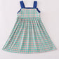 Blue apple french knot plaid dress
