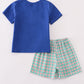 Blue apple french knot shorts set