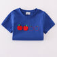 Blue apple french knot shorts set