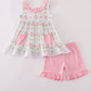 Tea floral bow ruffle shorts set